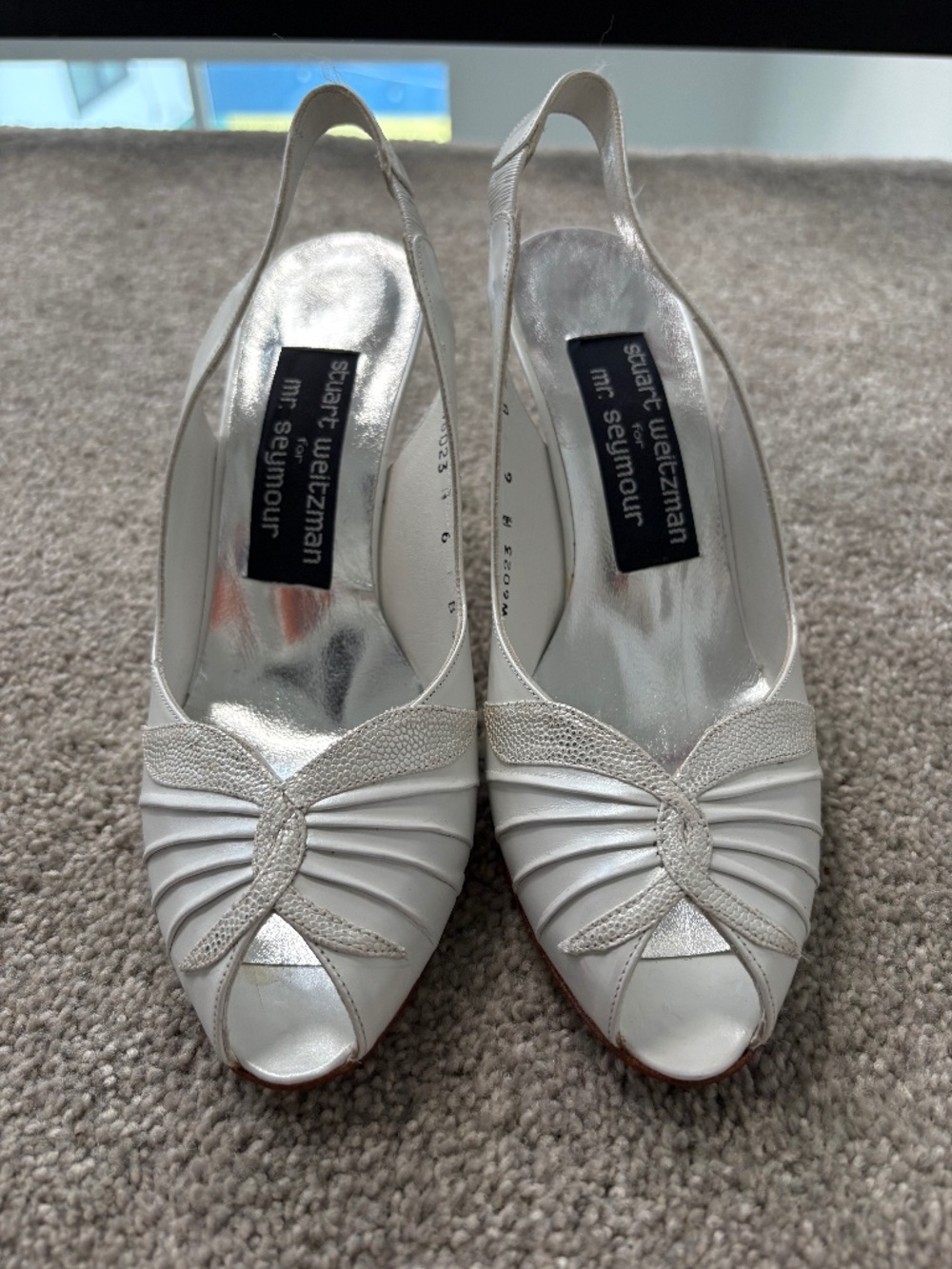 Vintage Stuart Weitzman for Mr. Seymour White Peep Toe Slingbacks - Sz 6